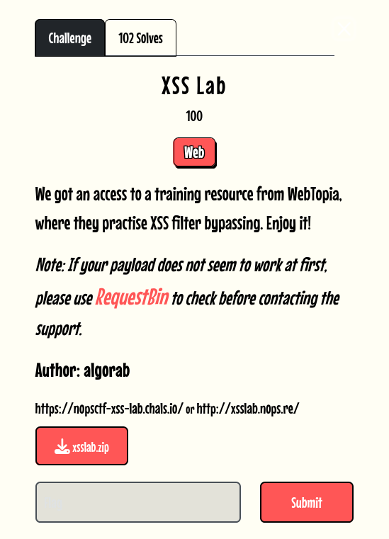 xss lab challegne